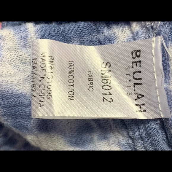 Beulah | Women Size S| Pom Pom Tie Sleeves Cotton BOHO Tie Dye Wrap Top NWT - Picture 8 of 9